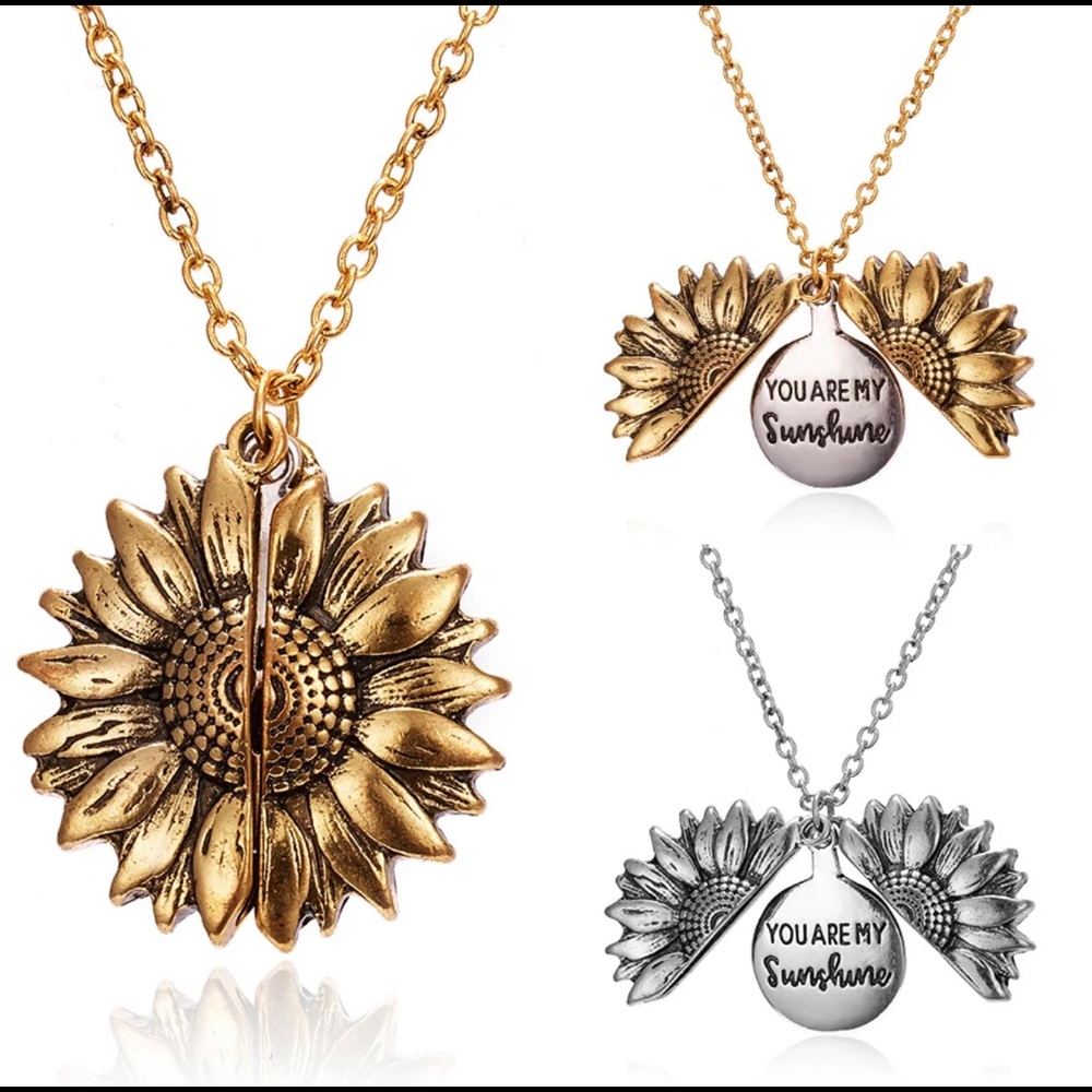 Gold sunflower necklace